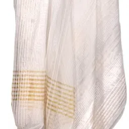 Poly Chanderi Solid, Self Design, Floral Print, Striped White Women Dupatta-picture-5