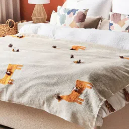 thegasbh Cream Cotton Hand Embroidery 70X52 Inches Throw-picture-27