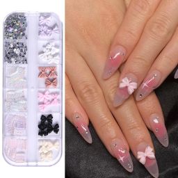 3D Nail Art Decoration Kit Bowknot Charms & Glass Rhinestones Nail Accessories-43