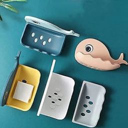(PACK OF 2)Fish Shape Cute Adhesive Waterproof Wall Mounted Soap Dish-image-81