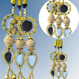 Golden Parandi – Ethnic Hair Extension with Shiny Mirrors & Tassels Braid Extension-image-72