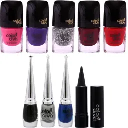 Diwali Sepecial 5pc Nail Paint, 3Pc Eyeliner & 1 Kajal-By Color Diva-18