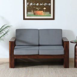woodsworth from pepperfry Osek Sheesham Wood 2 Seater Sofa In Grey Colour-picture-9