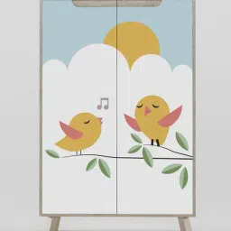 boingg! - a happy start Chirpy Bird Print Kids Storage Cabinet in Blue Colour-picture-47