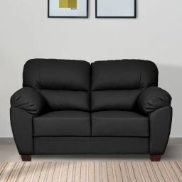 woodsworth from pepperfry Bari Leatherette 2 Seater Sofa In Black Colour-picture-36