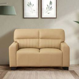 woodsworth from pepperfry Gorgona Leatherette 2 Seater Sofa in Beige Colour-picture-31