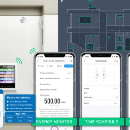 euro controls EVP-EMS+ 100A 2p WiFi Voltage / Current / Leakage Protector IOT Energy Management System + Multifunction meter + IPS LCD + RS485 + Din Rail image 4