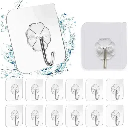 Pack of 10 Self Adhesive Hooks,Multi Purpose sticky hook/Towel Holder PinX10.758 Chrome, Clear Towel Holder-picture-22