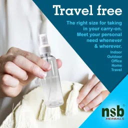 nsb herbals Transparent Plastic Empty Refillable Reusable Fine Mist Spray Bottle with Dust Cap 100 ml Spray Bottle image 5