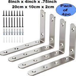 098 L Shape Wall Shelf Bracket 8inch x 4inch, Pack of 4pc Shelf Bracket-image-43