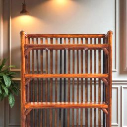 Cane Bamboo Bookshelf Multipurpose Storage Rack ,Shelve for Books Organizer Cane Semi-Open Book Shelf-image-36