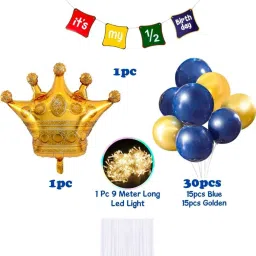 r2r It's My Half Birthday Decorations Set With White Net Curtain & Led Light image 2