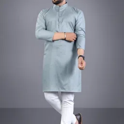 Men Solid Cotton Blend Straight Kurta-image-71