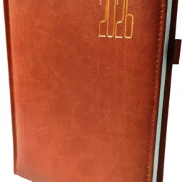 excel PU Leather Finish Hard Bound 2026 Executive Diary Planner Sunday Half page Regular Diary with Pen Holder (Cover Design may be Different) Ruled 344 Pages-picture-0