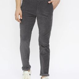spykar Men Slim Fit Grey Cotton Blend Trousers-picture-33