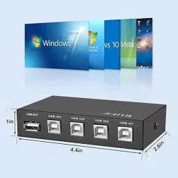 RAREGEAR 4-Port USB 2.0 Manual Sharing Switch Box PC Input to 1 USB Device Output Printer USB Adapter image 3