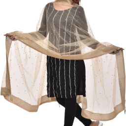 Net Embroidered Gold Women Dupatta-picture-14