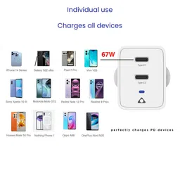 stuffcool Neo 67W Type C 2-Port Fast Charger (Adapter Only, Auto Detect IC, White) image 3