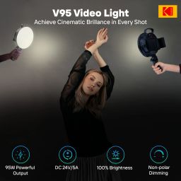 KODAK V95 Video Light With LCD Display & Adjustable Color Temperature 5500 lx Camera LED Light image 2