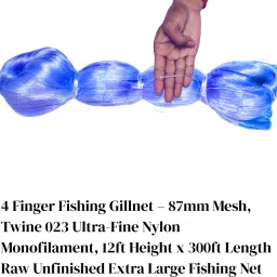 4 Finger 87mm Mesh Fishing Gillnet – Twine 023, 15ft x 250–300ft, Raw Jaal Fishing Net-picture-21