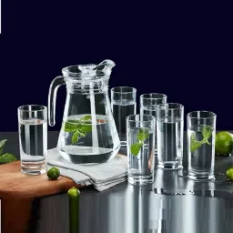 (Pack of 6) Water and Juice Glasses Set of 6 and Jug Set Combo- Glass 300ML, Jug 1.3 Liter Glass Set Water/Juice Glass-image-18