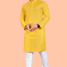 Men Cotton Blend Kurta Pyjama Set-image-52