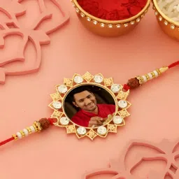 thewhoop Thread Rakshabandhan special Pack of 1 Trending Round Rakhi Gold Rakhi Set image 3
