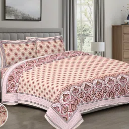 140 TC Cotton Double Jaipuri Prints Flat Bedsheet-image-50