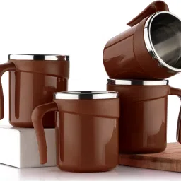 Pack of 4 Plastic, Stainless Steel Cup Set, Tea Cups Set, Tea Cup, Tea Cups, Coffee Cup-image-84