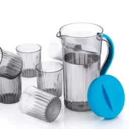 Water and Juice Glasses Set of 6 and Jug Set Combo, Multipurpose Jug Bottle Glass Set-image-29