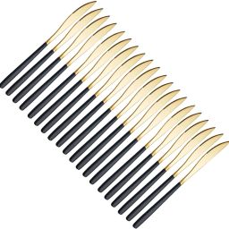 Stainless Steel Modern Design Knife,Matt Gold Dinner Knife,(Black,Set of 20) Stainless Steel Butter Spreader Set-22