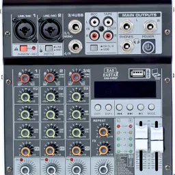 Audio Mixer 4 Channel for Stage Live Studio Stereo Recording DJ Stage Powered Sound Mixer-2