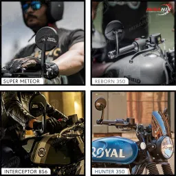mikanix Manual Rear View Mirror For Royal Enfield Universal For Bike image 2