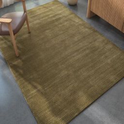 Gold Solid Wool and Viscose 5 ft X 8 ft Hand Woven Carpet-image-76