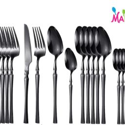 Royal Matte Black – 24 PCS Stainless Steel Cutlery Set-18