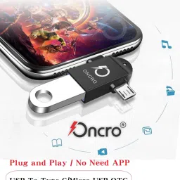 ONCRO Black 2in1 otg adapter for mobile connector type C micro 2 in 1 usb to otg converter Phone Converter image 4