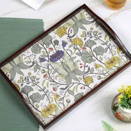 Retro Hibiscus Brown Teak Wood & MDF Serving Tray Reinvention factory-picture-8