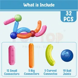 poptop POPSTICK Magnetic Building Blocks 32 pcs (FOR 3 +YEARS AGE)) (Multicol image 5