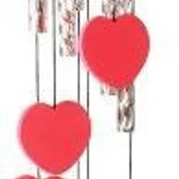 Red Heart Shape Wind Chime for home decoration Aluminium Windchime (25 inch, Red) Red heart wind chime for home decoration love heart wind chime. 5 aluminium pipe and 6 beautifull red heart hangging around the pipes love wind chime. (length :- 25 inch ) aluminium and plastic red heart wind chime for home decoration also a piecefull sound wind chime Wood, Aluminium Windchime-image-23