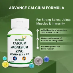 nveda Calcium 1000mg with Vitamin D3, Magnesium, Zinc & Vitamin B12 For Bone Health image 3