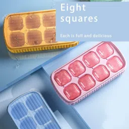 lecomby Silicone Ice Cube Tray 8 Grids Bar Reusable Low Making Mould for Party,Navy Blue Silicone Ice Cube Tray image 2