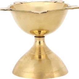 Brass Panchmukhi pyali Deepak (Diya Oil Lamp) for Puja Home Décor Brass Table Diya Set-image-7