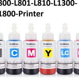 greencom ink for L801 , L805 , L1800 , L800 , L810 , L850, L1300 , L605 (6 Color Set) Black + Tri Color Combo Pack Ink Bottle-14