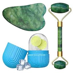 TYROCX Jade Roller & Gua Sha Stone - Set of 3 with Ice Roller for Face, Guasha Facial Tool & Gua Sha Stone for face, Facial Ice Roller & Ice Massager for Face, Jade Roller for Face Massager image 1
