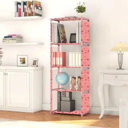Multipurpose Collapsible Bookshelf 5 Racks Book Stand Almirah for Home & Kids Metal Open Book Shelf-24