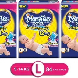 All Night Absorb Baby Pants Style Diaper Large Size (Pack of 3) - L-17