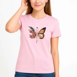 Women Printed Round Neck Cotton Blend Multicolor T-Shirt-image-91