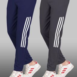 Pack of 2 Men Striped Grey, Blue Track Pants-image-15