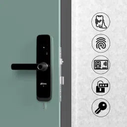 OZONE Smart Internal Door Lock for Wooden & Metal Doors with 5-way Access Mobile App, Fingerprint, Password, RFID Card and Emergency Key | Black Smart Door Lock image 5