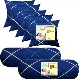 5 Cushion And 2 Bolster Microfibre Geometric Bolster Pack of 7-15